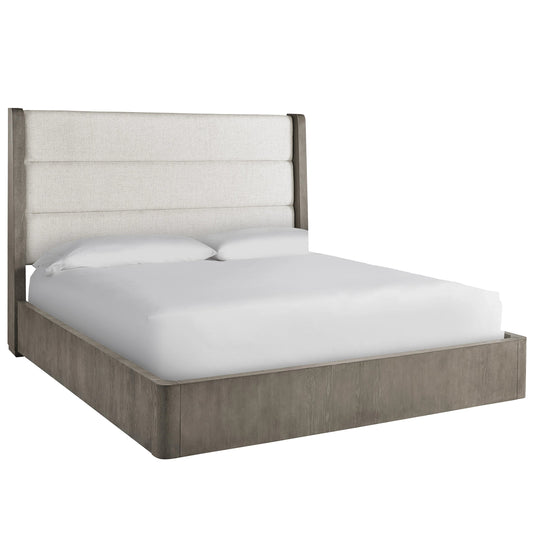 Erinn V X Universal Morada Bed by Universal Furniture in crossover sand white and weathered oak. Made from 84% polyester, 7% acrylic, 7% linen, 2% wool in a modern style.