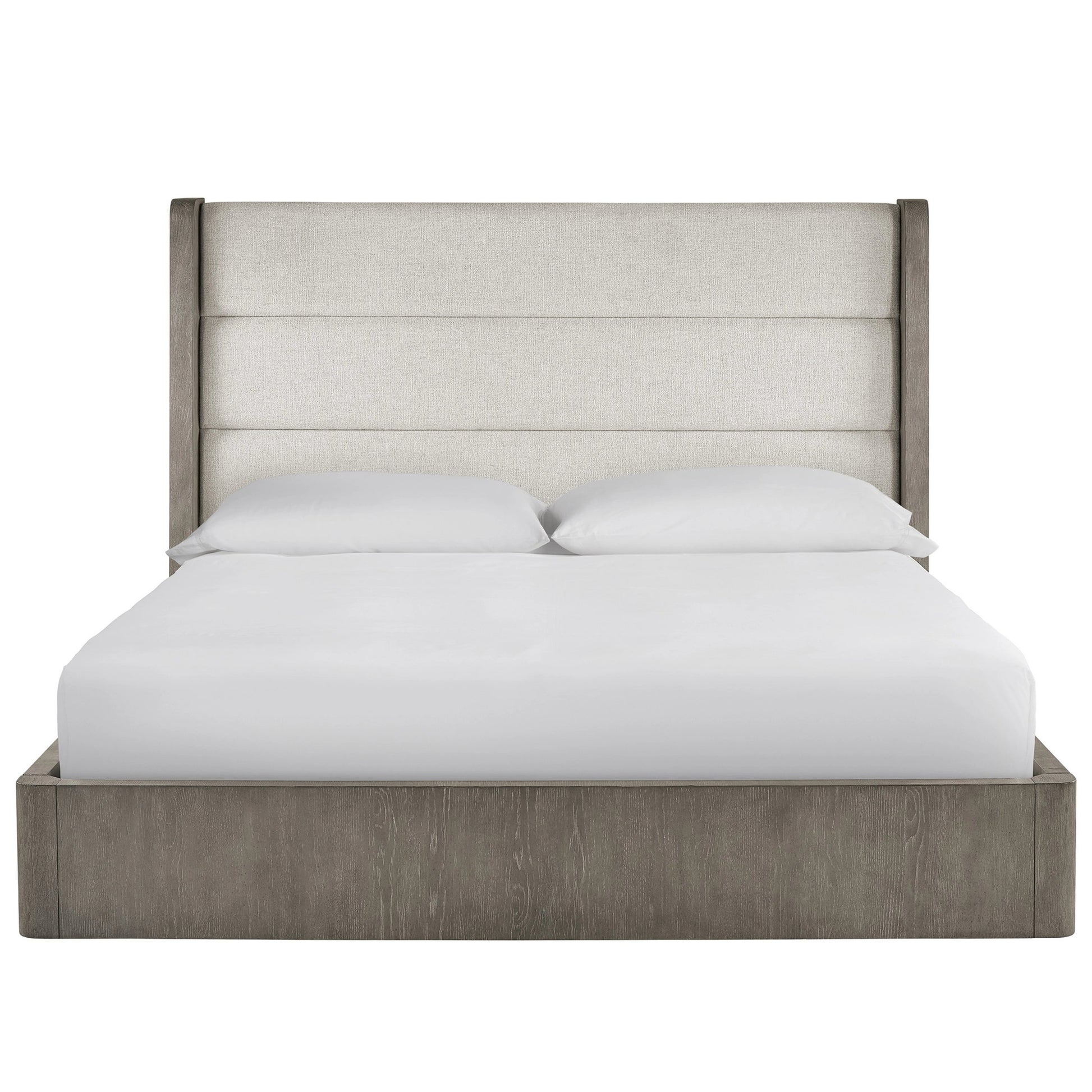 Erinn V X Universal Morada Bed by Universal Furniture in crossover sand white and weathered oak. Made from 84% polyester, 7% acrylic, 7% linen, 2% wool in a modern style.