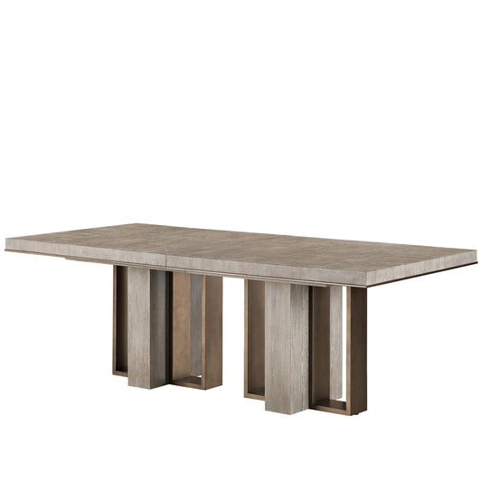 Erinn V X Universal Del Monte Dining Table by Universal Furniture in weathered oak, antique satin brass. Made from unique in a modern style.
