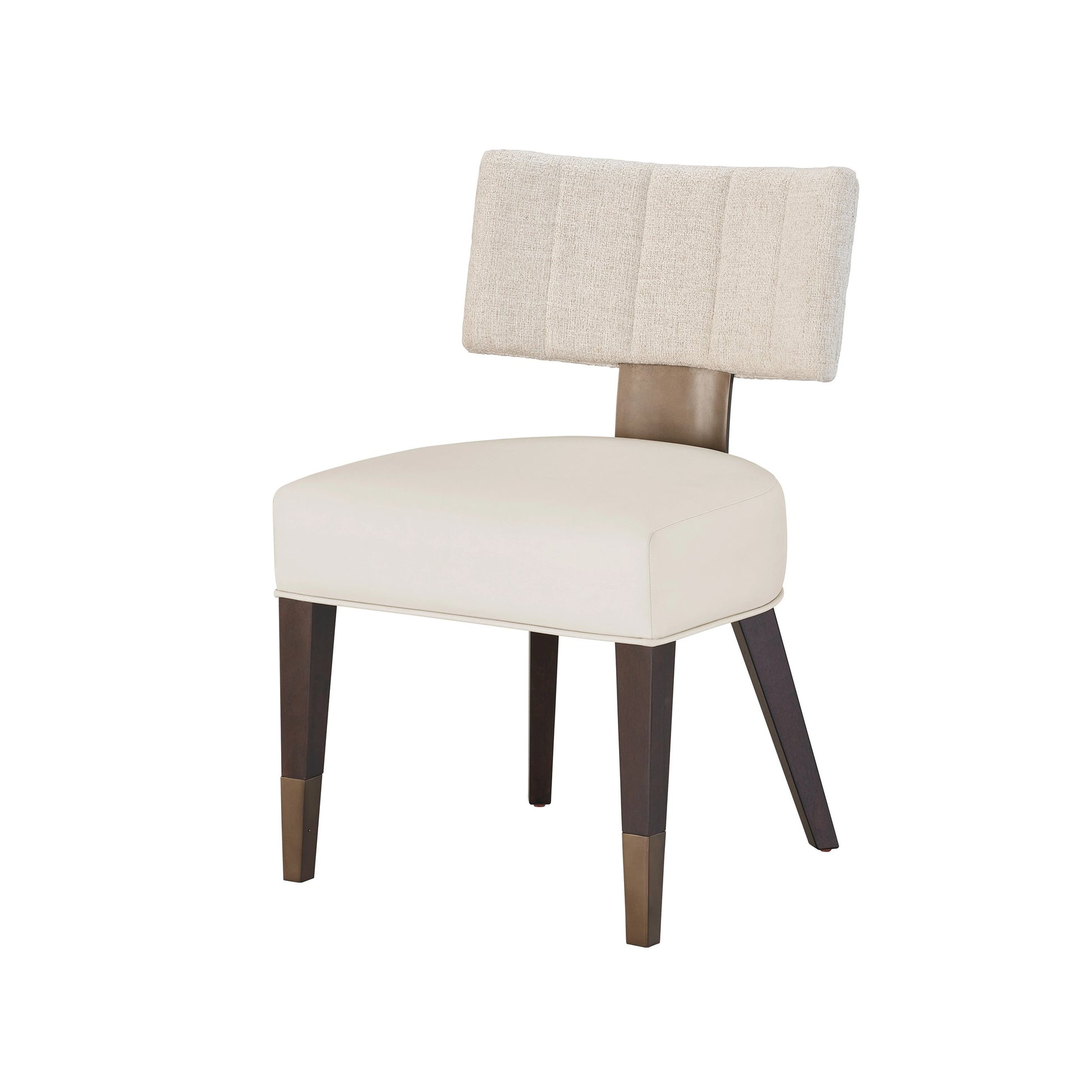 Erinn V X Universal Loleta Side Chair by Universal Furniture in endurance sand, crossover sand white and dark walnut, antique satin brass. Made from 84% polyester, 7% acrylic, 7% linen, 2% wool in a modern style.