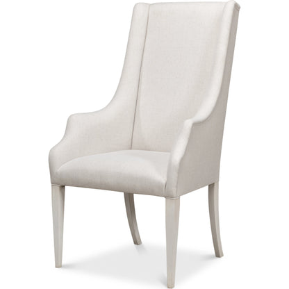 Captains Chair by Sarreid Ltd. in cream and cortina white. Made from beechwood frame fabric in a modern style.