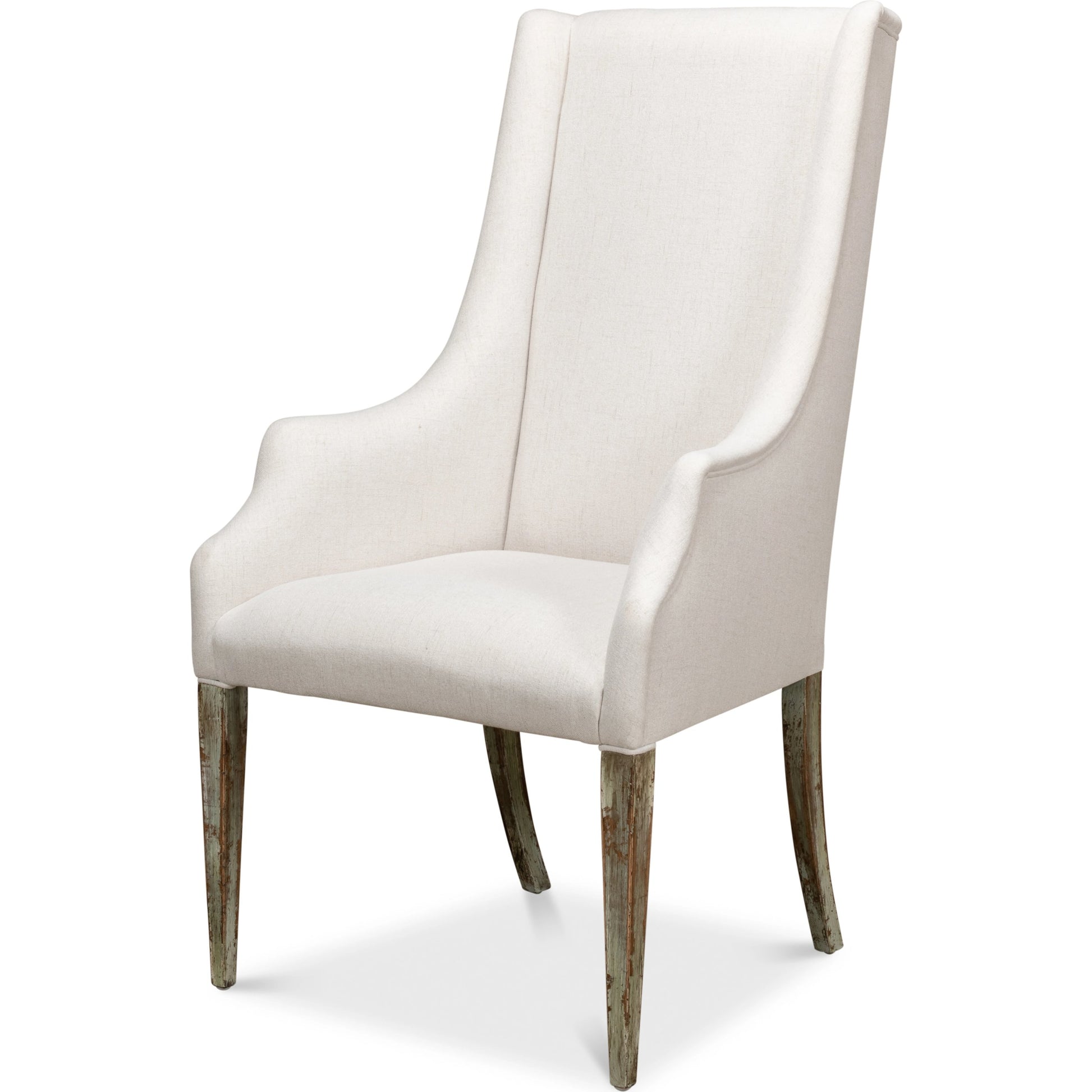 Captains Chair by Sarreid Ltd. in cream and cortina white. Made from beechwood frame fabric in a modern style.