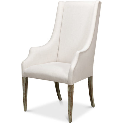 Captains Chair by Sarreid Ltd. in cream and cortina white. Made from beechwood frame fabric in a modern style.