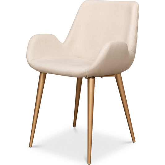 Thao Chair by Sarreid Ltd. in white and gold. Made from metal, flax linen fabric in a modern style.
