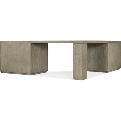 Linville Falls Corner Desk with 2 Open Files by Hooker Furniture in mink, antique pewter. Made from oak veneers in a modern style.