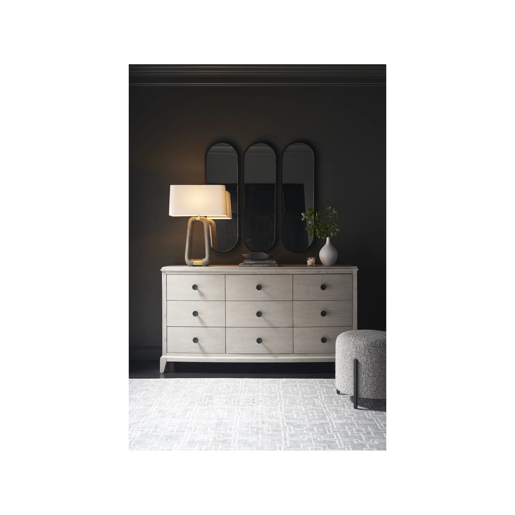 Coalesce Pouf by Universal Furniture in lavani frost and soft matte black. Made from unique in a modern style.