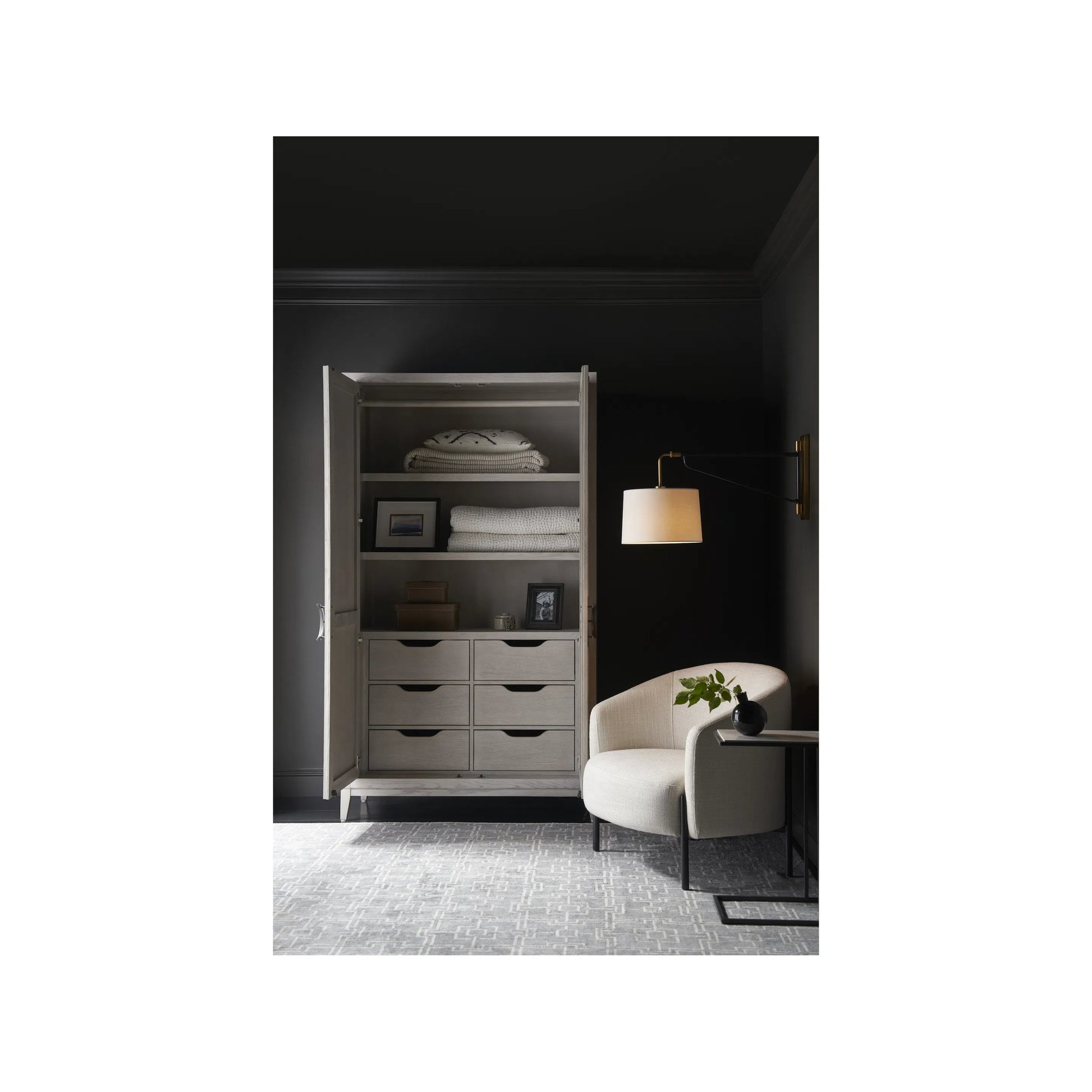 Coalesce Wardrobe by Universal Furniture in rolling fog. Made from unique in a unique style.