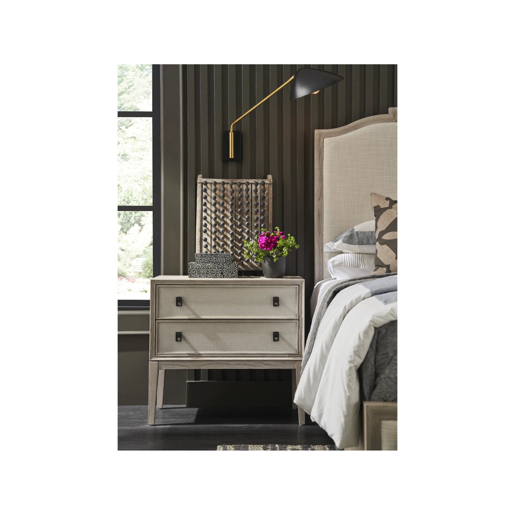 Coalesce Presley Two Drawer Nightstand by Universal Furniture in rolling fog. Made from unique in a unique style.