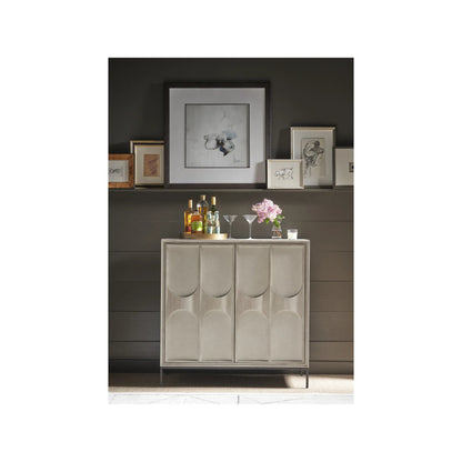 Coalesce Odessa Bar Cabinet by Universal Furniture in rolling fog, flat linen door fronts. Made from unique in a unique style.