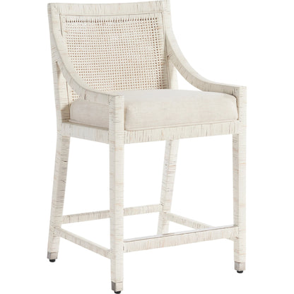 Weekender Longboat Counter Chair by Coastal Living by Universal Furniture in white rattan. Made from unique in a cottage & farmhouse style.