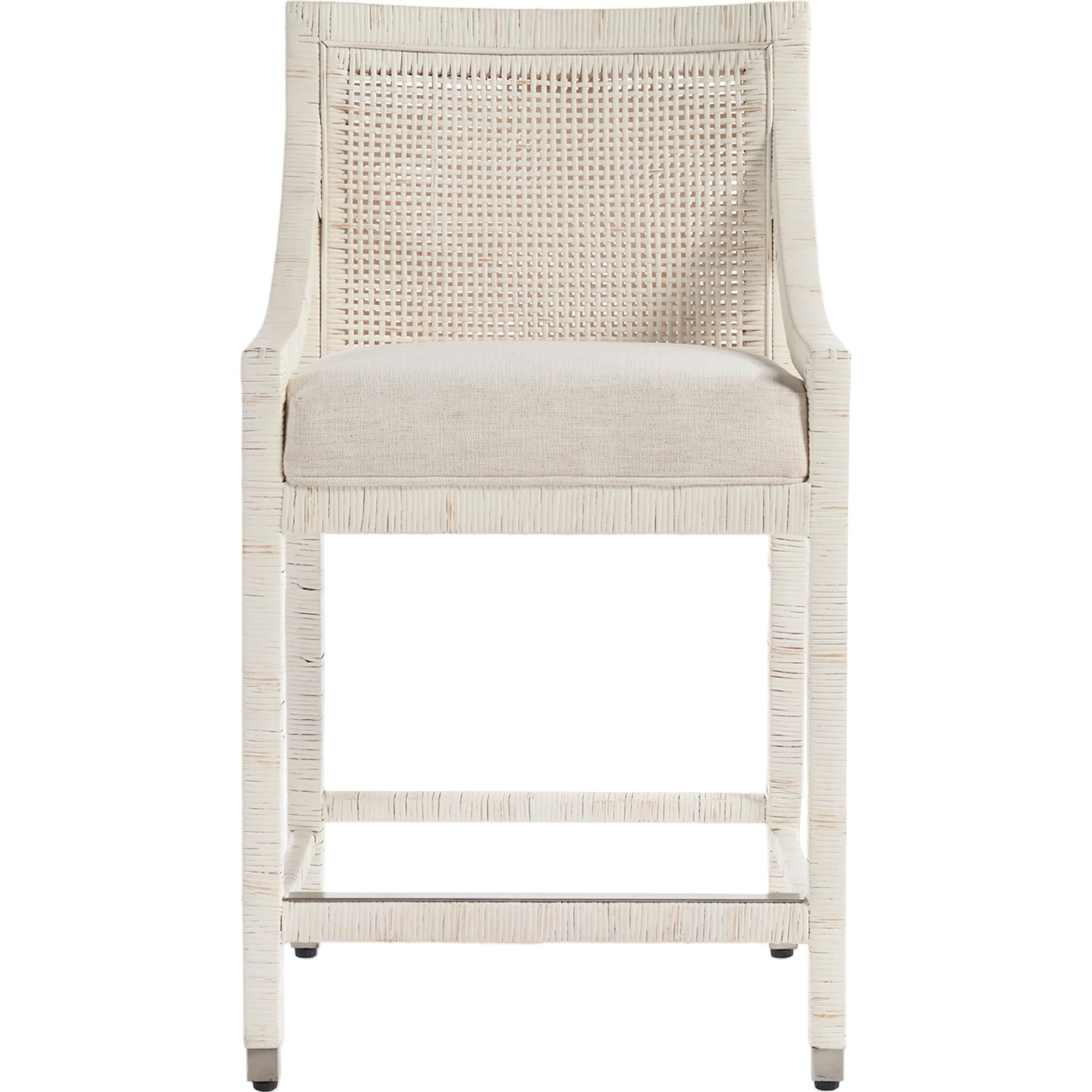 Weekender Longboat Counter Chair by Coastal Living by Universal Furniture in white rattan. Made from unique in a cottage & farmhouse style.