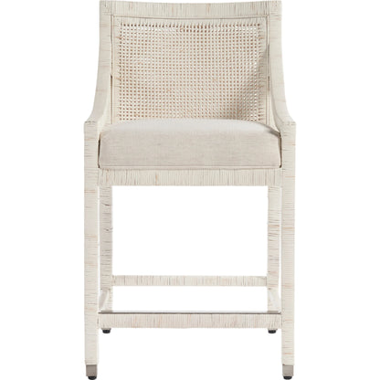 Weekender Longboat Counter Chair by Coastal Living by Universal Furniture in white rattan. Made from unique in a cottage & farmhouse style.