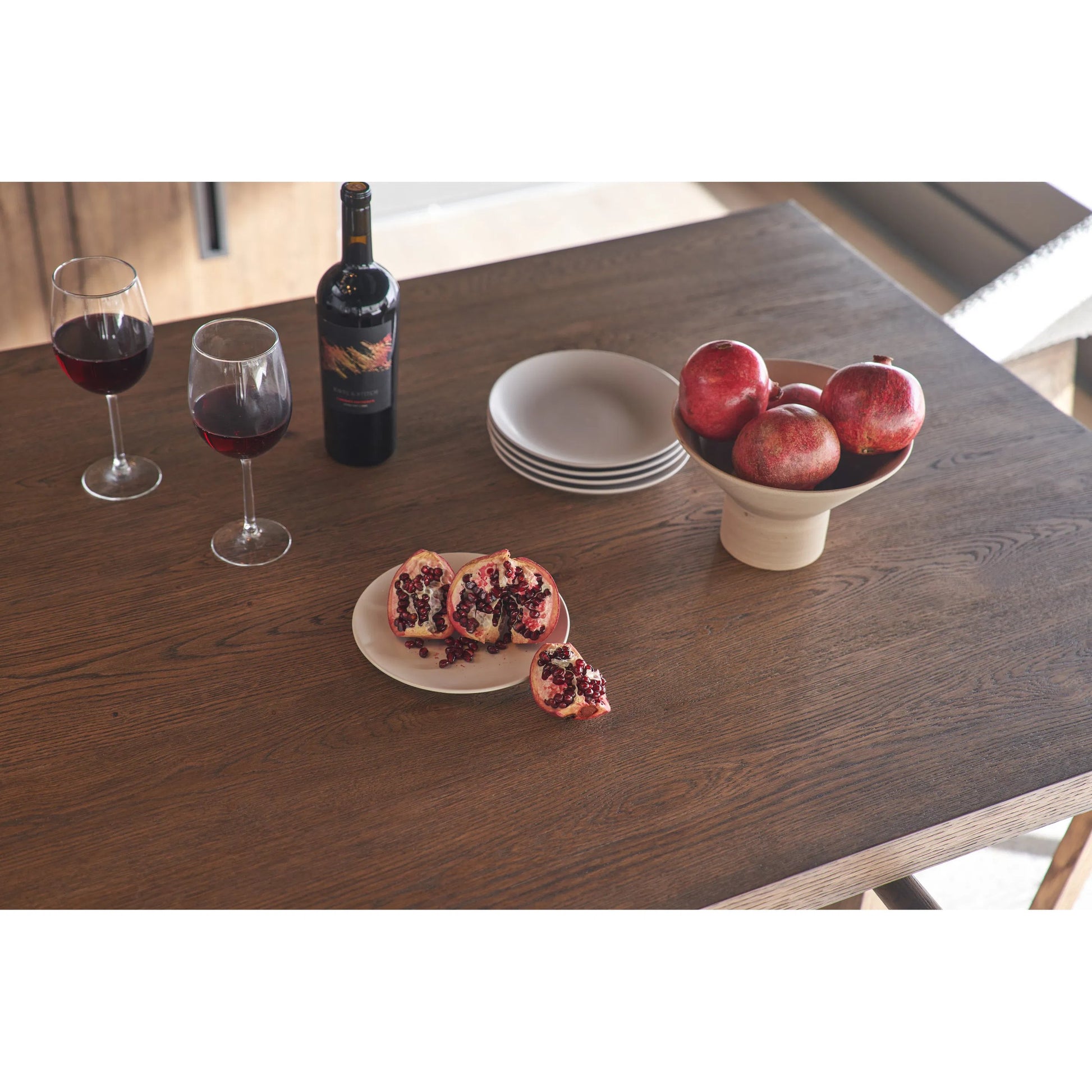 Modern Eden Dining Table by Universal Furniture in medium brown oak. Made from unique in a unique style.
