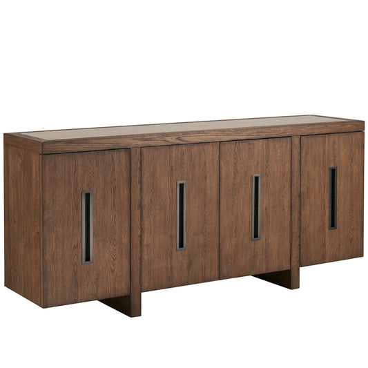 Modern Veda Credenza by Universal Furniture in medium brown oak. Made from unique in a unique style.
