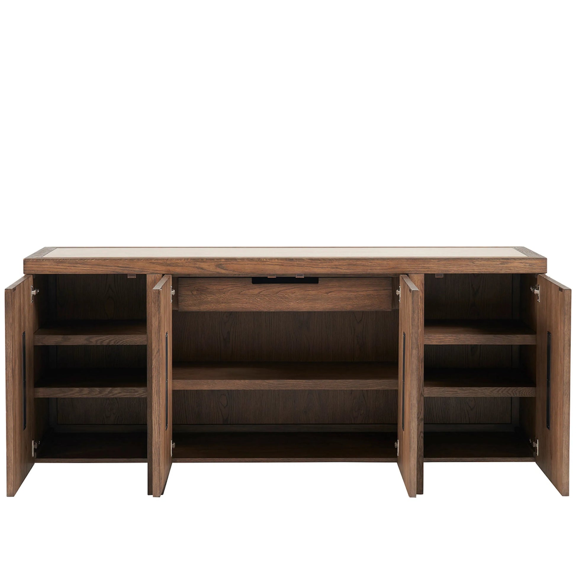 Modern Veda Credenza by Universal Furniture in medium brown oak. Made from unique in a unique style.