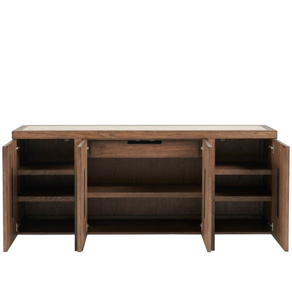 Modern Veda Credenza by Universal Furniture in medium brown oak. Made from unique in a unique style.