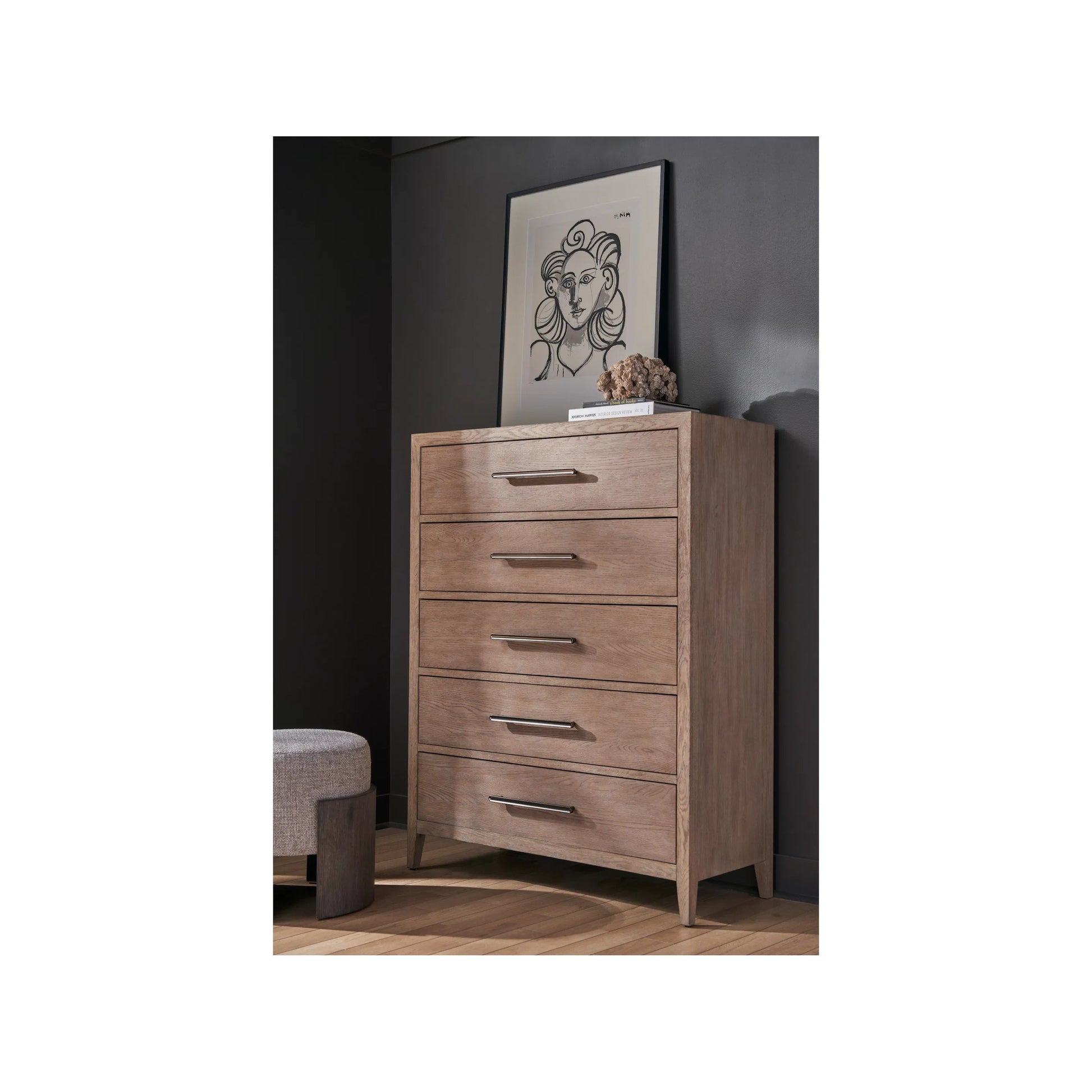 Modern Cove Drawer Chest by Universal Furniture in gray oak. Made from unique in a unique style.
