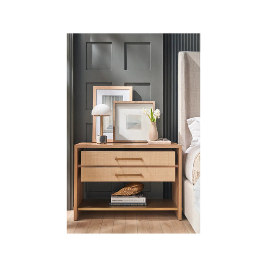 Modern Jonah Nighstand by Universal Furniture in oak, rafiia. Made from unique in a transitional style.