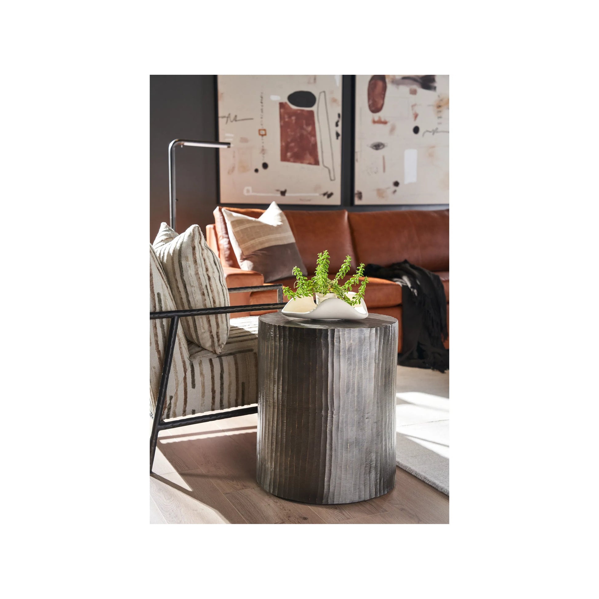 Modern Asher Round End Table by Universal Furniture in graphite. Made from unique in a modern style.