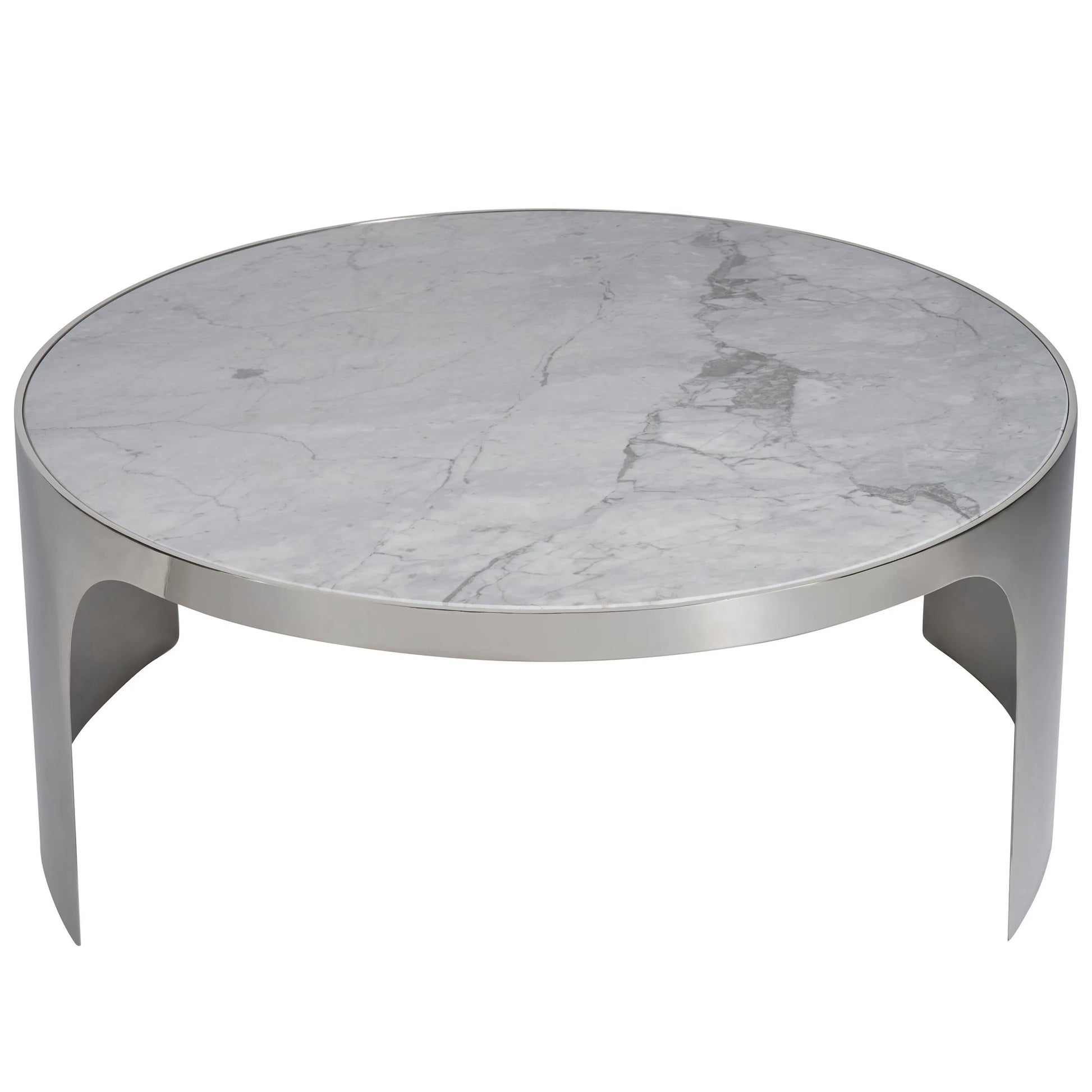 Modern Revolve Large Nesting Table by Universal Furniture in grey carrea top, polished nickel base. Made from unique in a unique style.