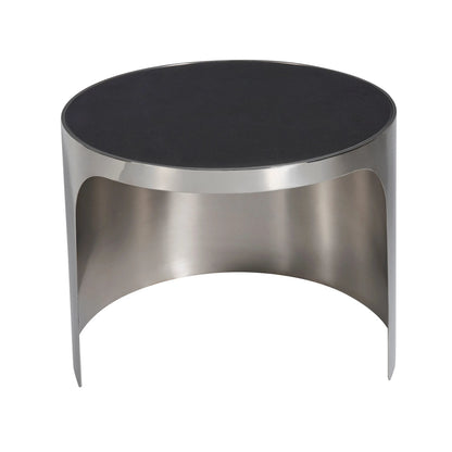 Modern Revolve Small Nesting Table by Universal Furniture in black granite, polished nickel. Made from unique in a unique style.