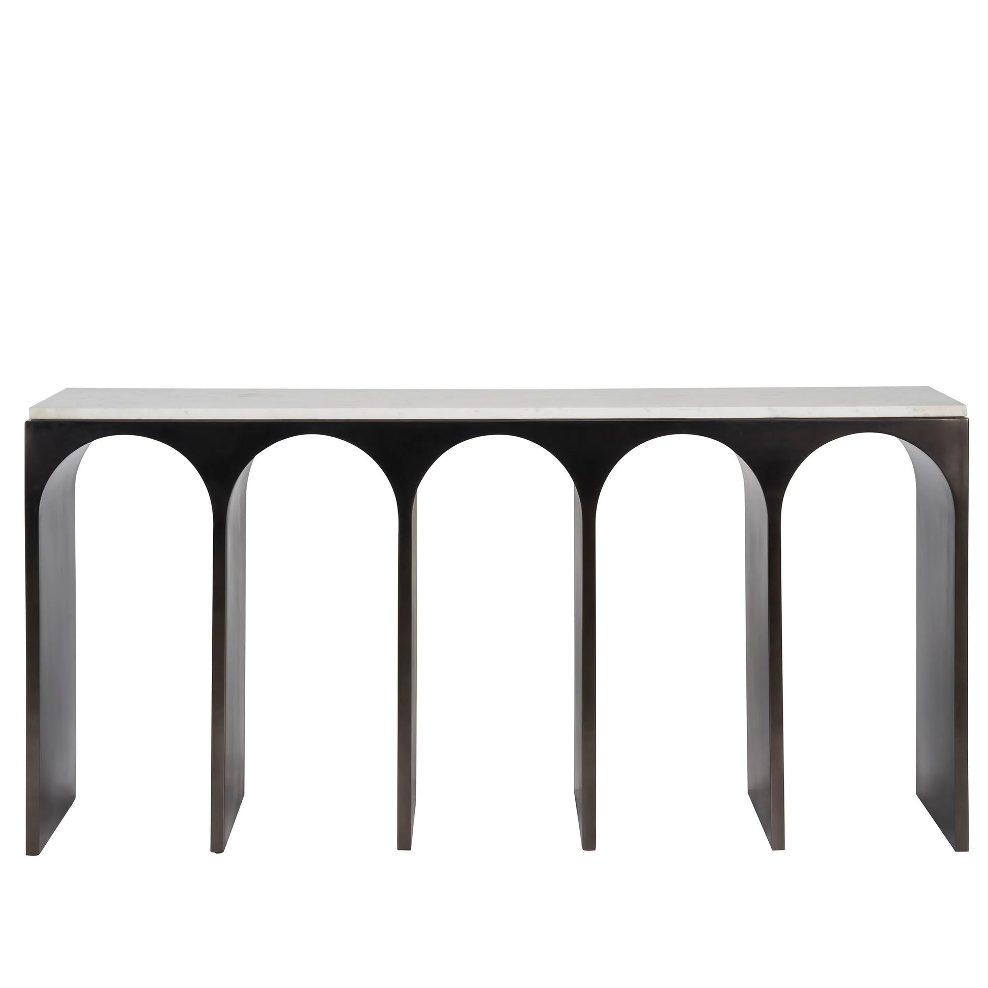 Modern Moda Console Table by Universal Furniture in white banswara, aged satin pewter. Made from unique in a unique style.