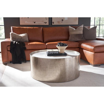Modern Aspen Cocktail Table by Universal Furniture in white banswara, antique nickel. Made from unique in a unique style.