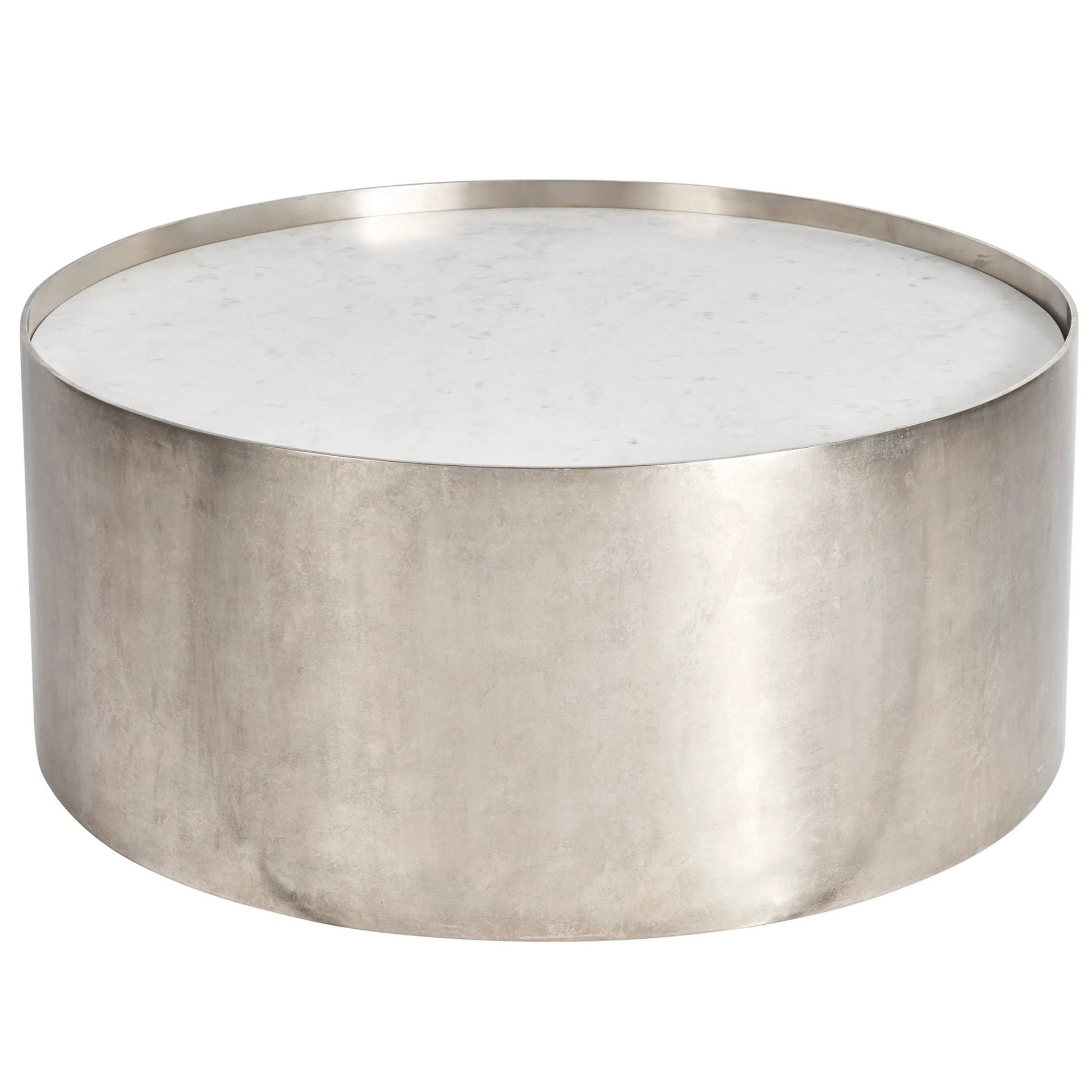 Modern Aspen Cocktail Table by Universal Furniture in white banswara, antique nickel. Made from unique in a unique style.