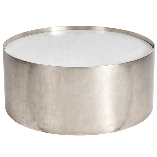 Modern Aspen Cocktail Table by Universal Furniture in white banswara, antique nickel. Made from unique in a unique style.