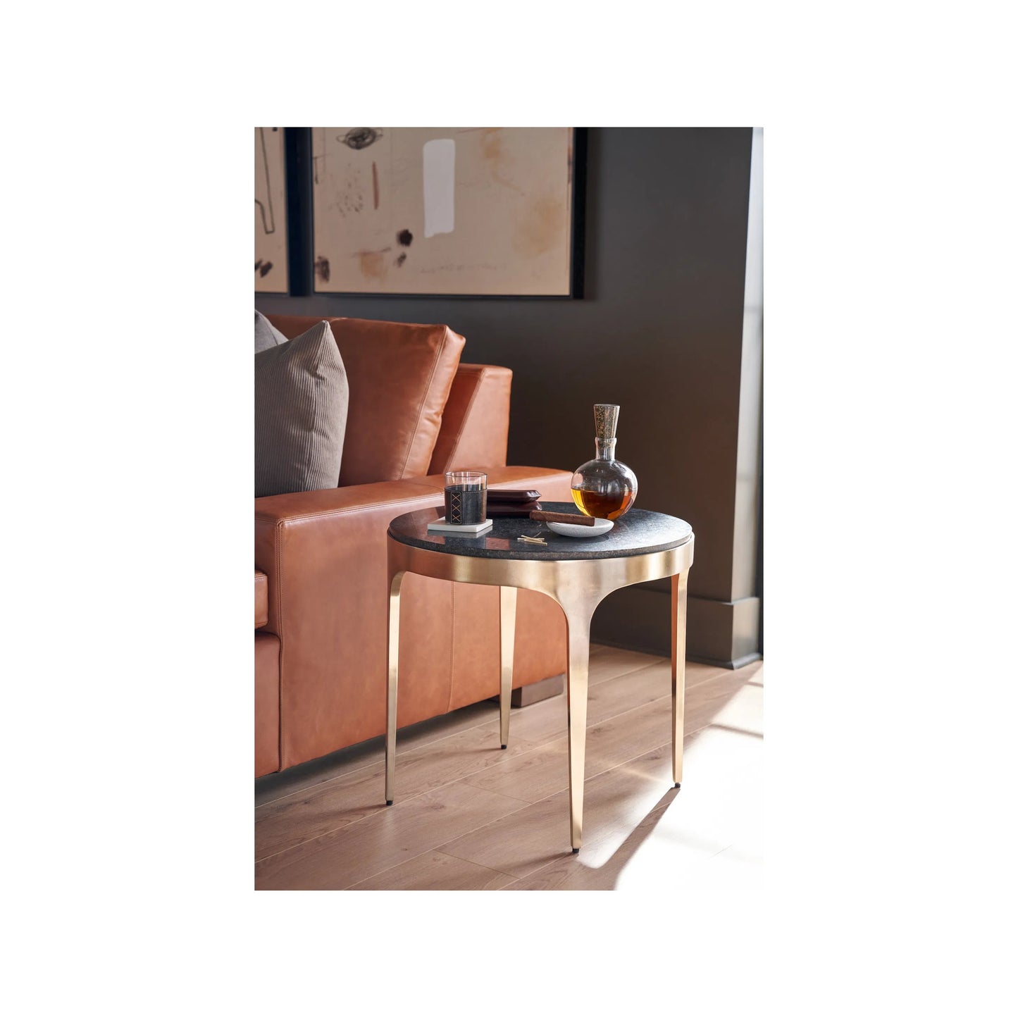 003 SI-2195682 | Lifestyle | Modern Scarlett End Table by Universal Furniture in black granite, antique champagne. Made from unique in a unique style.