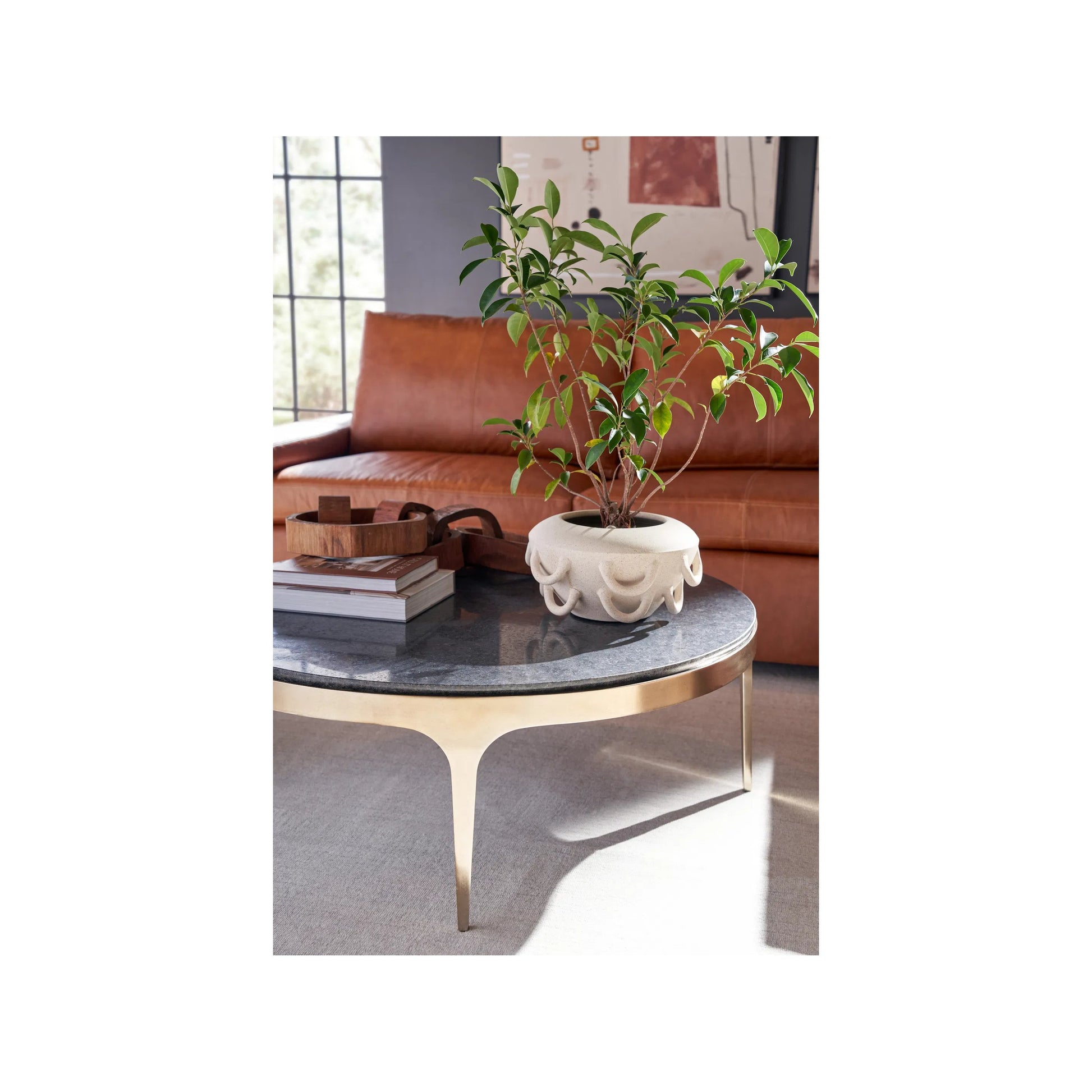 Modern Scarlett Cocktail Table by Universal Furniture in black granite, antique champagne. Made from unique in a unique style.