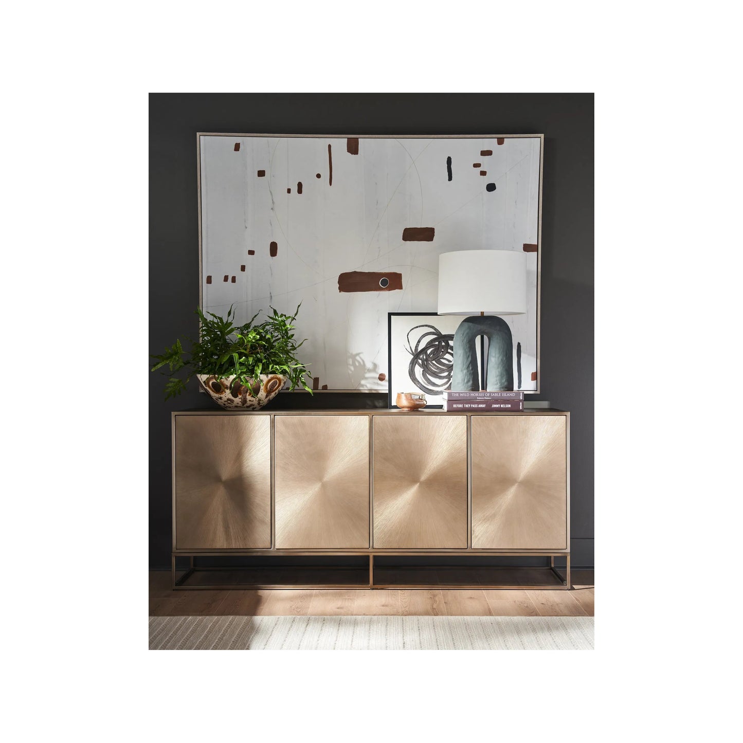 005 SI-2195630 | Lifestyle | Modern Fusion Credenza by Universal Furniture in aged brass. Made from unique in a unique style.