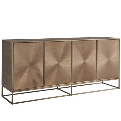 Modern Fusion Credenza by Universal Furniture in aged brass. Made from unique in a unique style.