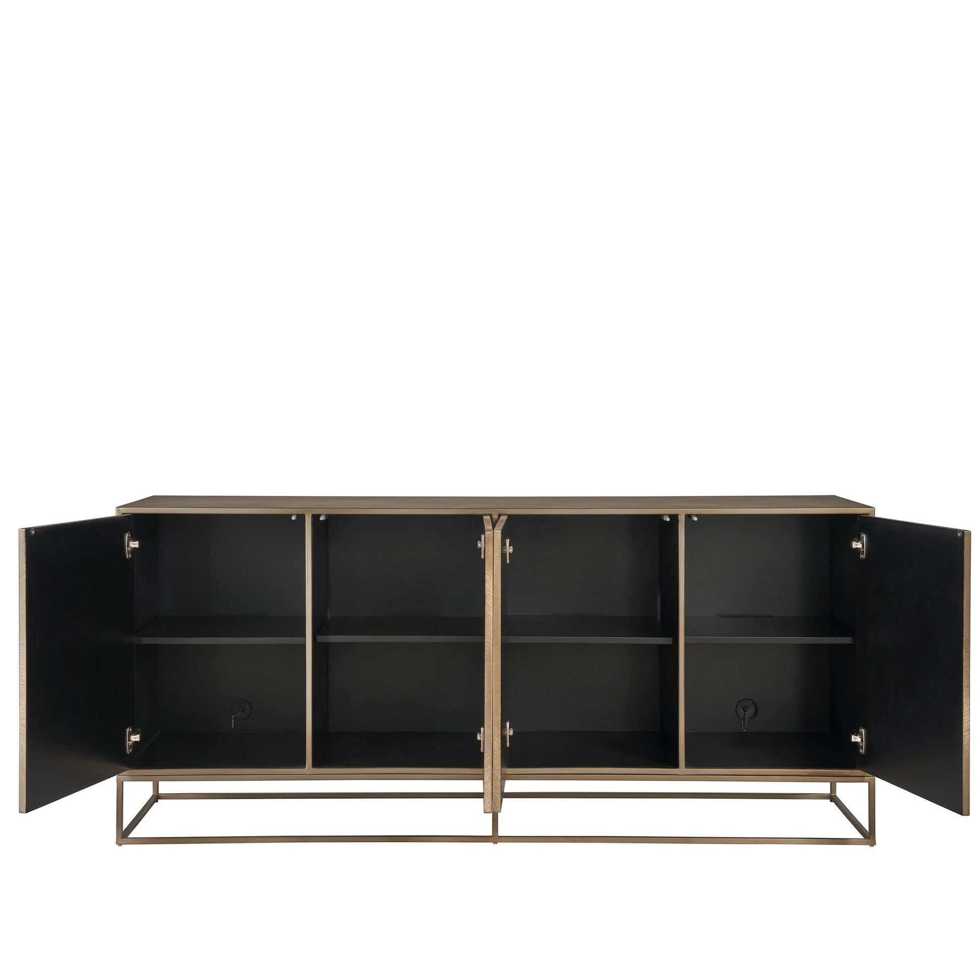 Modern Fusion Credenza by Universal Furniture in aged brass. Made from unique in a unique style.