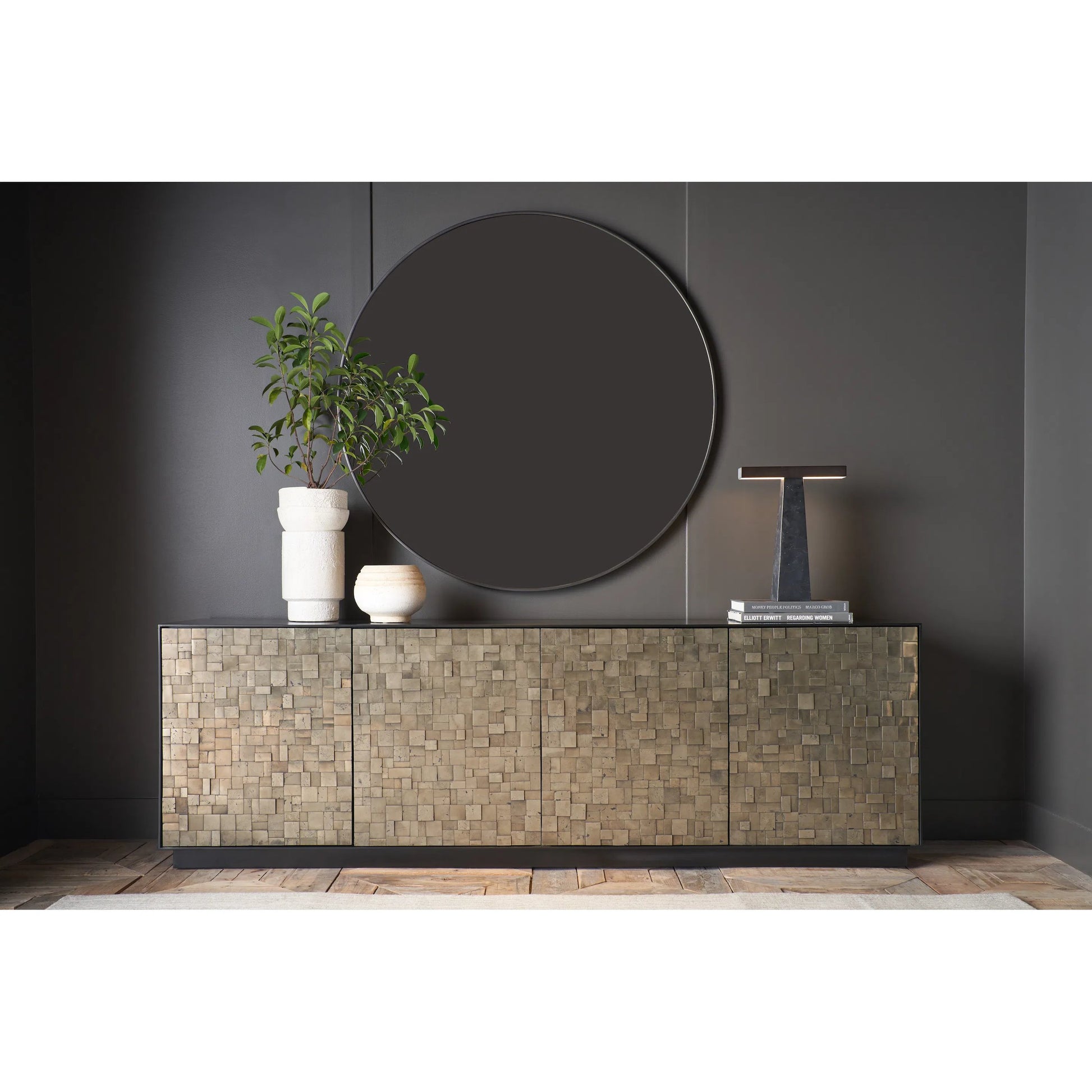 Modern Orion Mirror by Universal Furniture in white satin bronze. Made from unique in a unique style.
