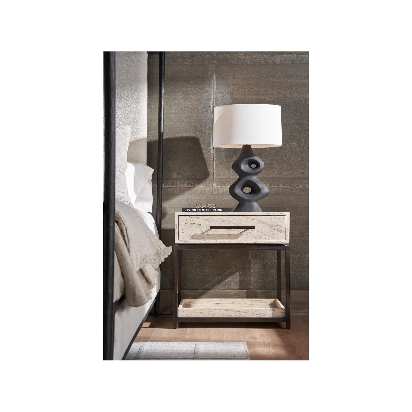 004 SI-2195619 | Lifestyle | Modern Dove Nightstand by Universal Furniture in white travertine. Made from unique in a transitional style.