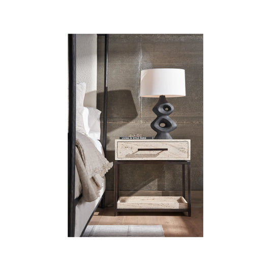 Modern Dove Nightstand by Universal Furniture in white travertine. Made from unique in a unique style.