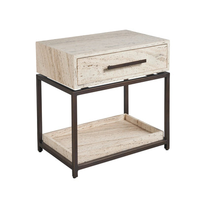 Modern Dove Nightstand by Universal Furniture in white travertine. Made from unique in a transitional style.