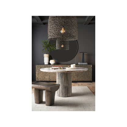 Modern Meadow Dining Table by Universal Furniture in white travertine. Made from unique in a unique style.
