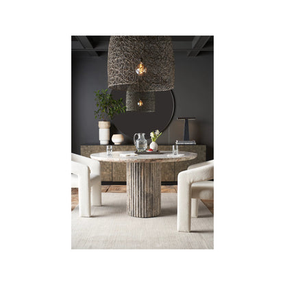 Modern Meadow Dining Table by Universal Furniture in white travertine. Made from unique in a unique style.
