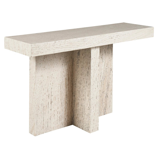 Modern Daxton Console Table by Universal Furniture in white travertine. Made from unique in a unique style.
