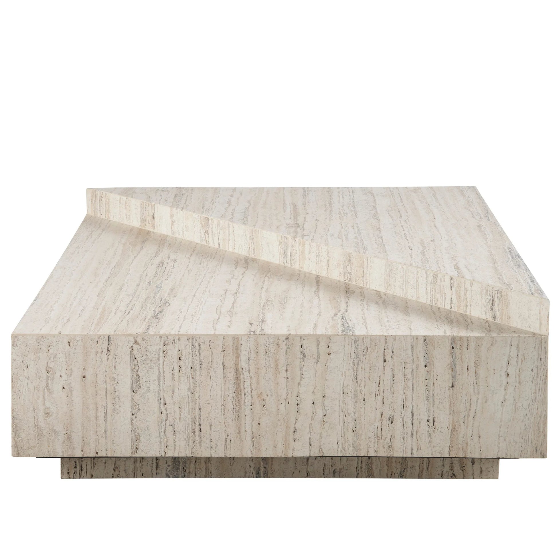 Modern Daxton Cocktail Table by Universal Furniture in white travertine. Made from unique in a transitional style.