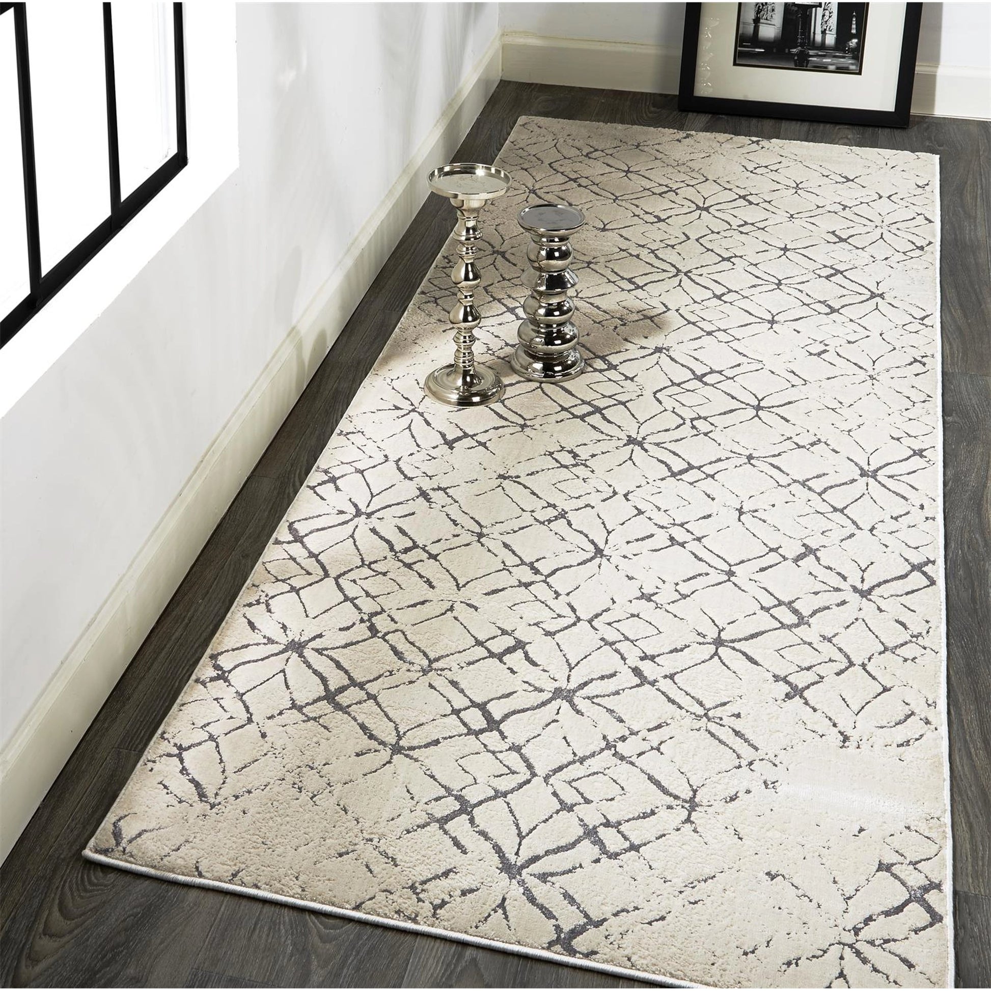 Micah Metallic Trellis Rug - 3047F by Feizy. Made from polyester, polypropylene in a unique style.