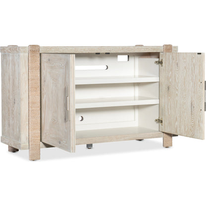 Commerce and Market Seaside Buffet by Hooker Furniture in light wood. Made from oak veneers, rope in a cottage & farmhouse style.