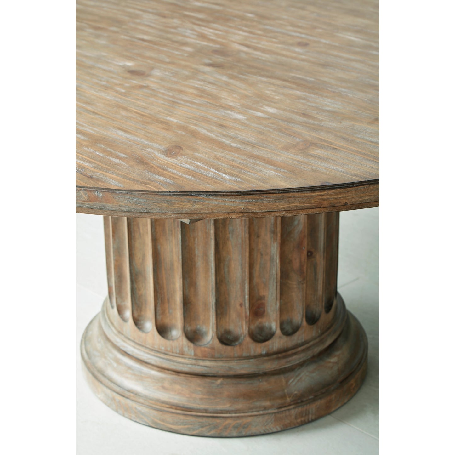 004 SI-2064911 | Closeup | Architrave Round Dining Table by A.R.T. Furniture in almond. Made from pine solids and veneer, resin in a traditional style.