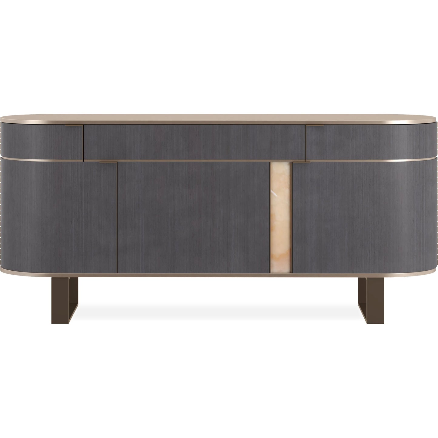 003 SI-2250545 | Additional Silo | Piet Sideboard by Caracole in zinc, brushed gold paint, brushed gold. Made from asian hardwood in a modern style.