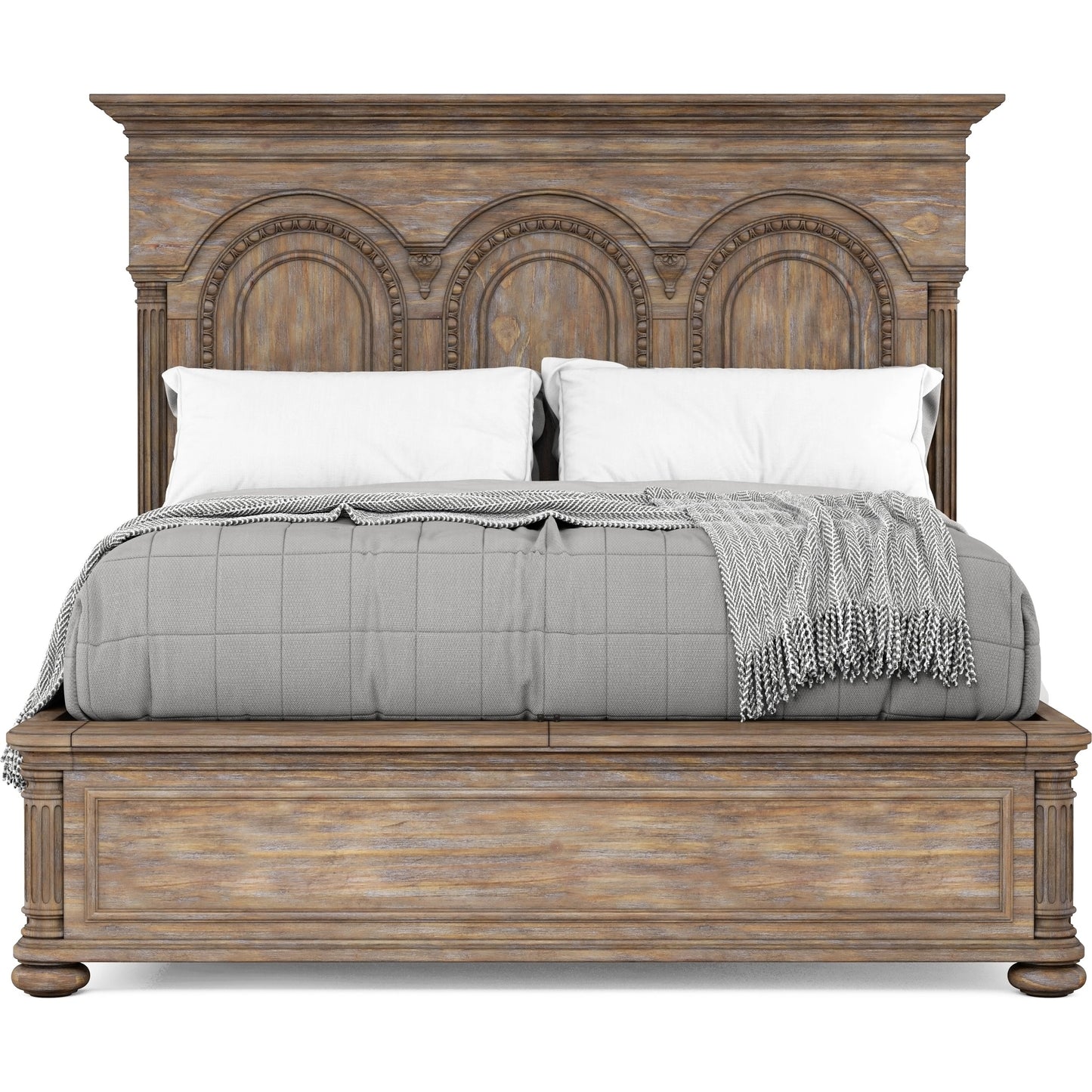 002 SI-2064907,SI-2064908,SI-2064909 | Additional Silo | Architrave Panel Bed by A.R.T. Furniture in almond. Made from pine solids and veneer in a traditional style.