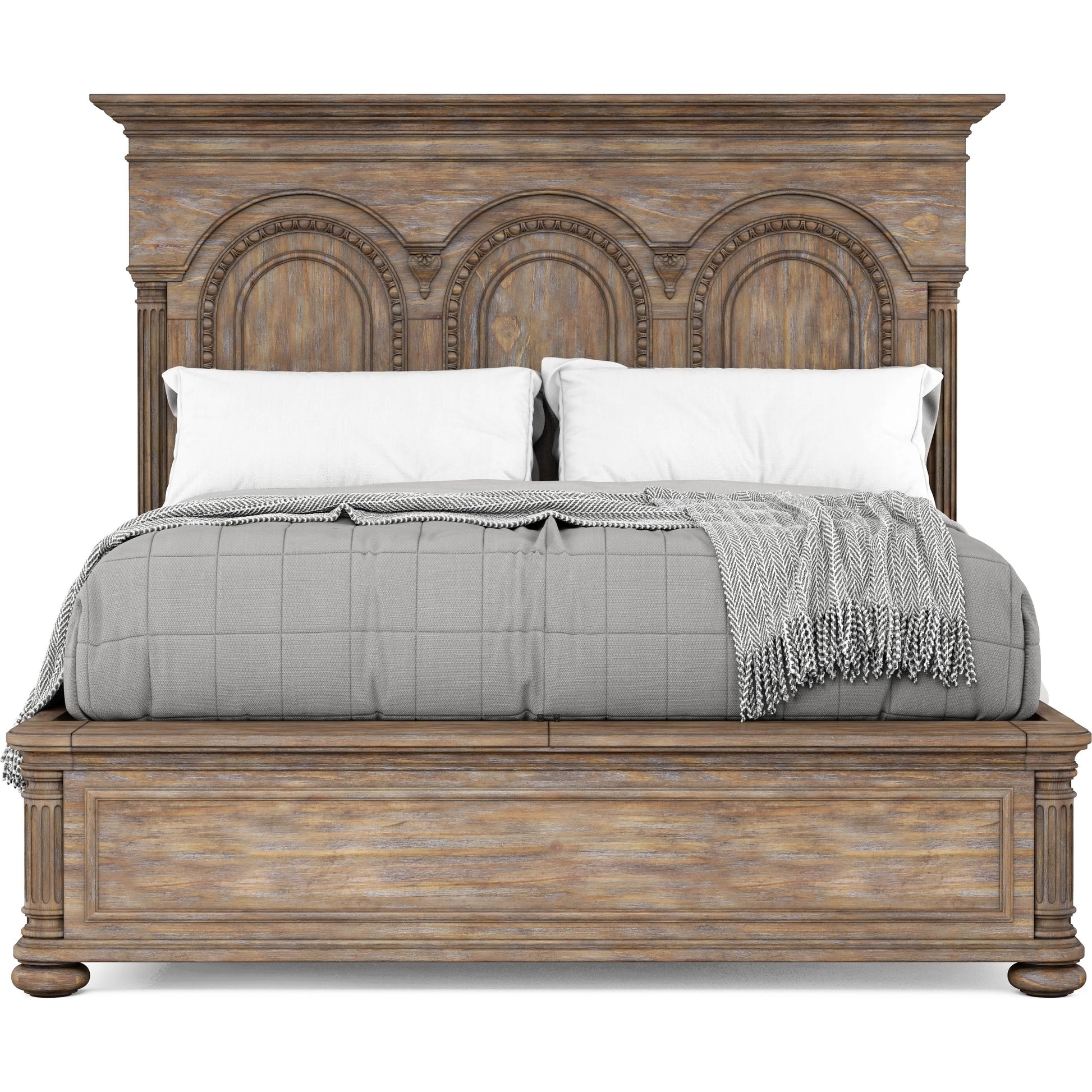 Architrave Panel Bed by A.R.T. Furniture in almond. Made from pine solids and veneer in a traditional style.