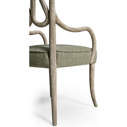 Ampney Arm Chair (Set of 2) by Jonathan Charles in light brown and washed grey oak. Made from oak, foam, fabric in a traditional style.