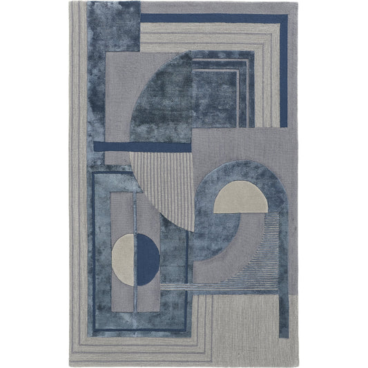 Nash Transitional Geometric Rug - 8849F by Feizy in blue, ivory, gray. Made from wool, viscose in a unique style.